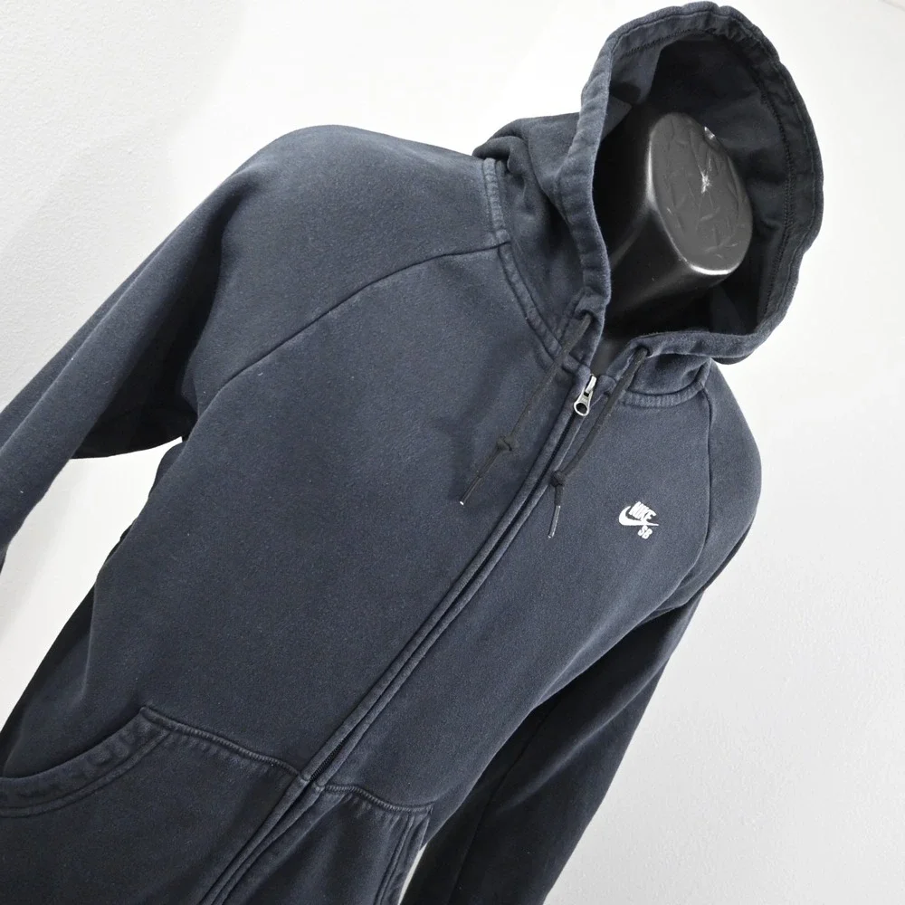 Nike SB‎ Full Zip Hoodie Black Cotton Blend W/ Pockets Long Sleeve Mens Medium